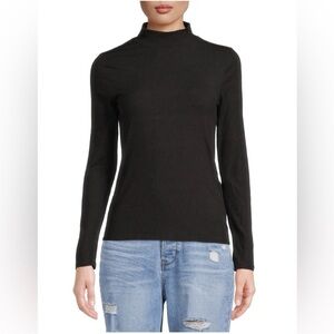 Black Long Sleeve Mock Neck Junior’s Top